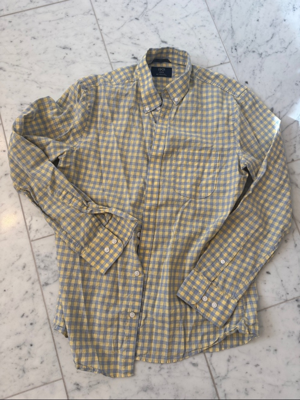 1901 - Nordstrom Brand Yellow and Light Blue Checked Button-Down Shirt